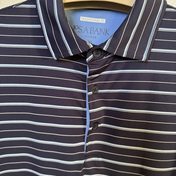 Jos. A. Bank Other - Jos A Bank Traveler Golf Polo Shirt Mens Navy Blue Stripe Traditional Fit Size M